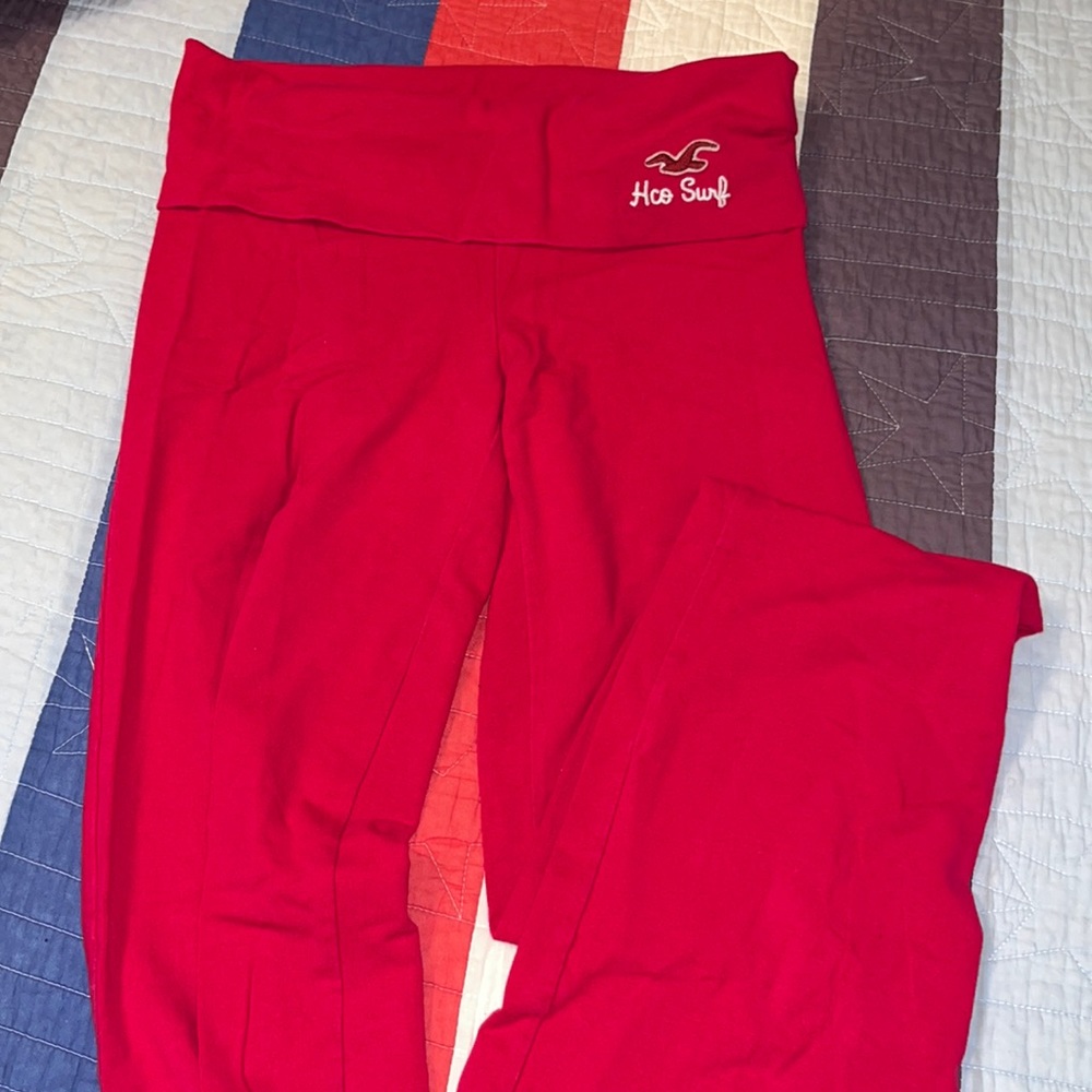 Hollister embroidered pink flared yoga pants